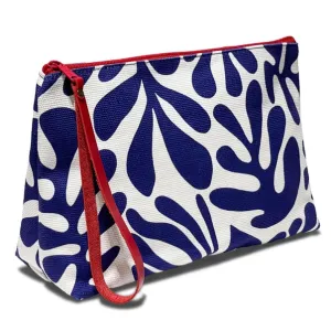 Made in Spain Cotton ~ White & Blue Toiletry Bag