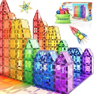 Magnetic Tiles Kids Toys STEM Magnet Toys for Toddler Magnetic Blocks Building Toys Preschool Learning Sensory Montessori Toys for 3  Year Old Boys and Girls, Safe Creativity Toddler Kids Toys