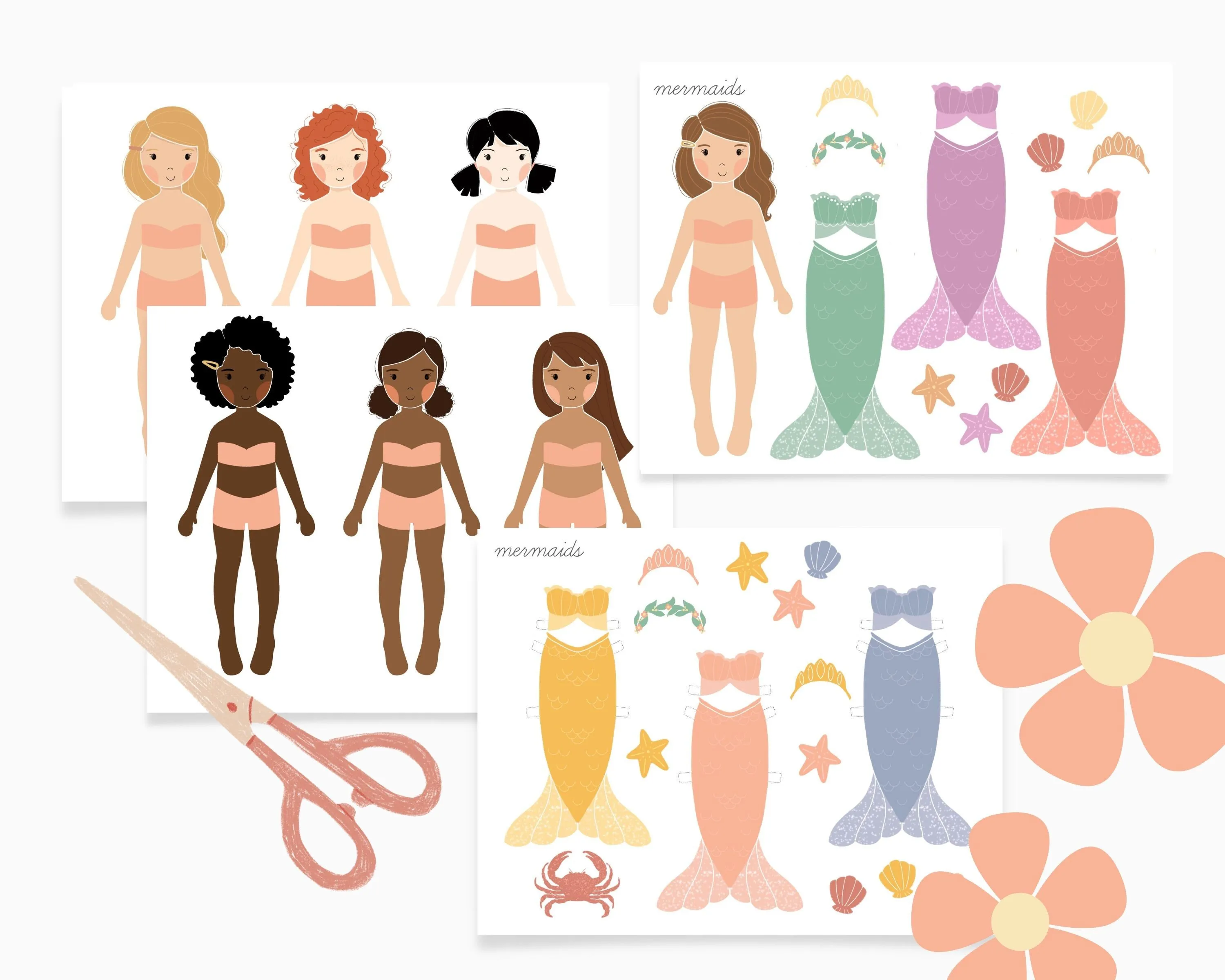 Mermaid Paper Dolls | Digital Download