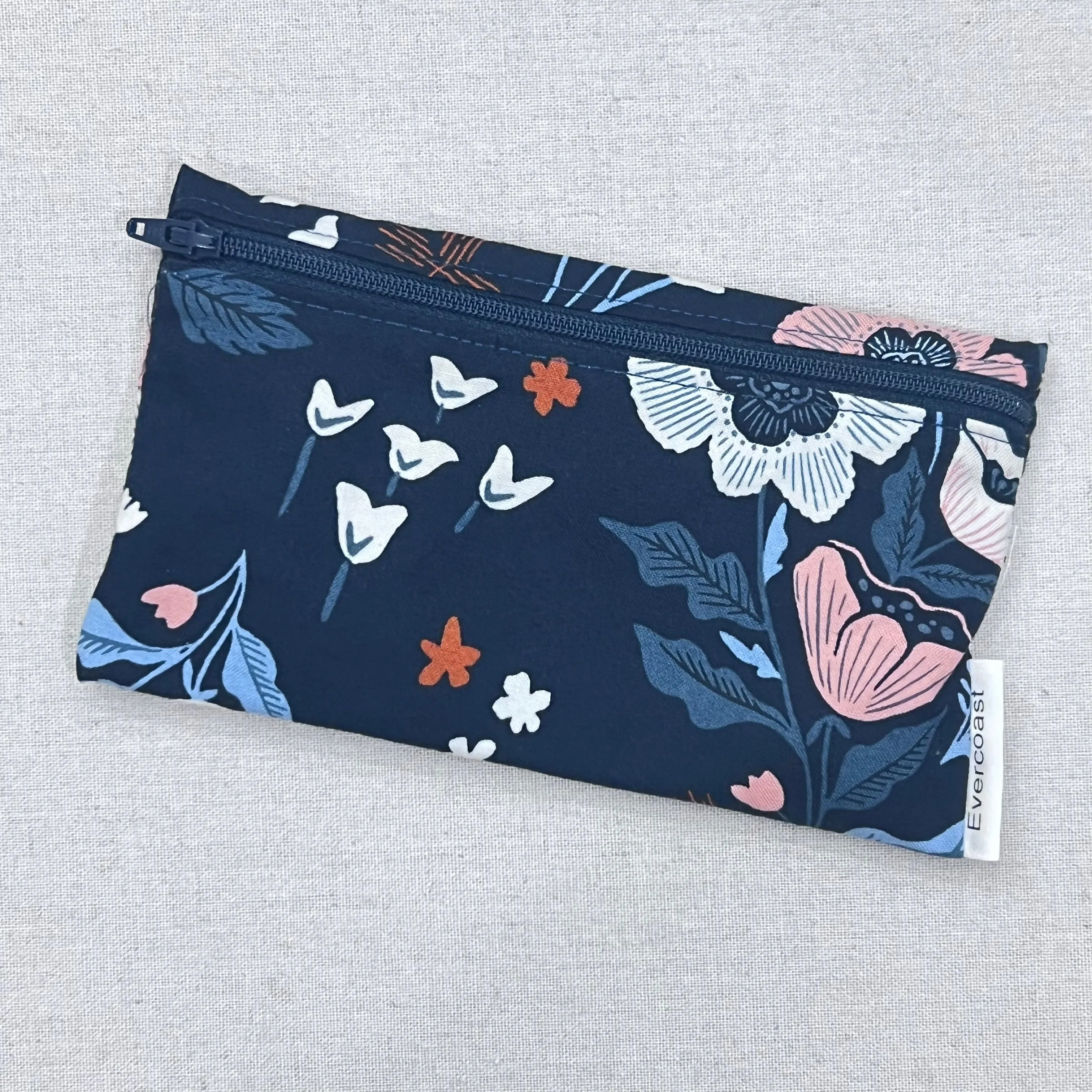 Navy and Coral Floral Reusable Snack Bag