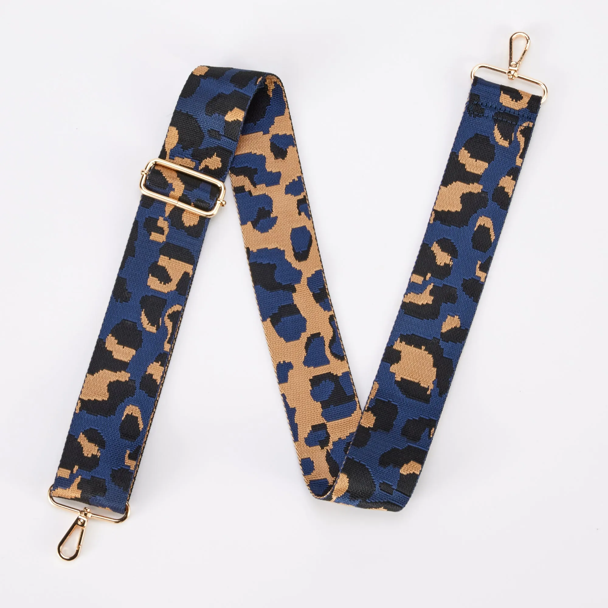 Navy Leopard Webbing Handbag Strap