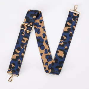 Navy Leopard Webbing Handbag Strap
