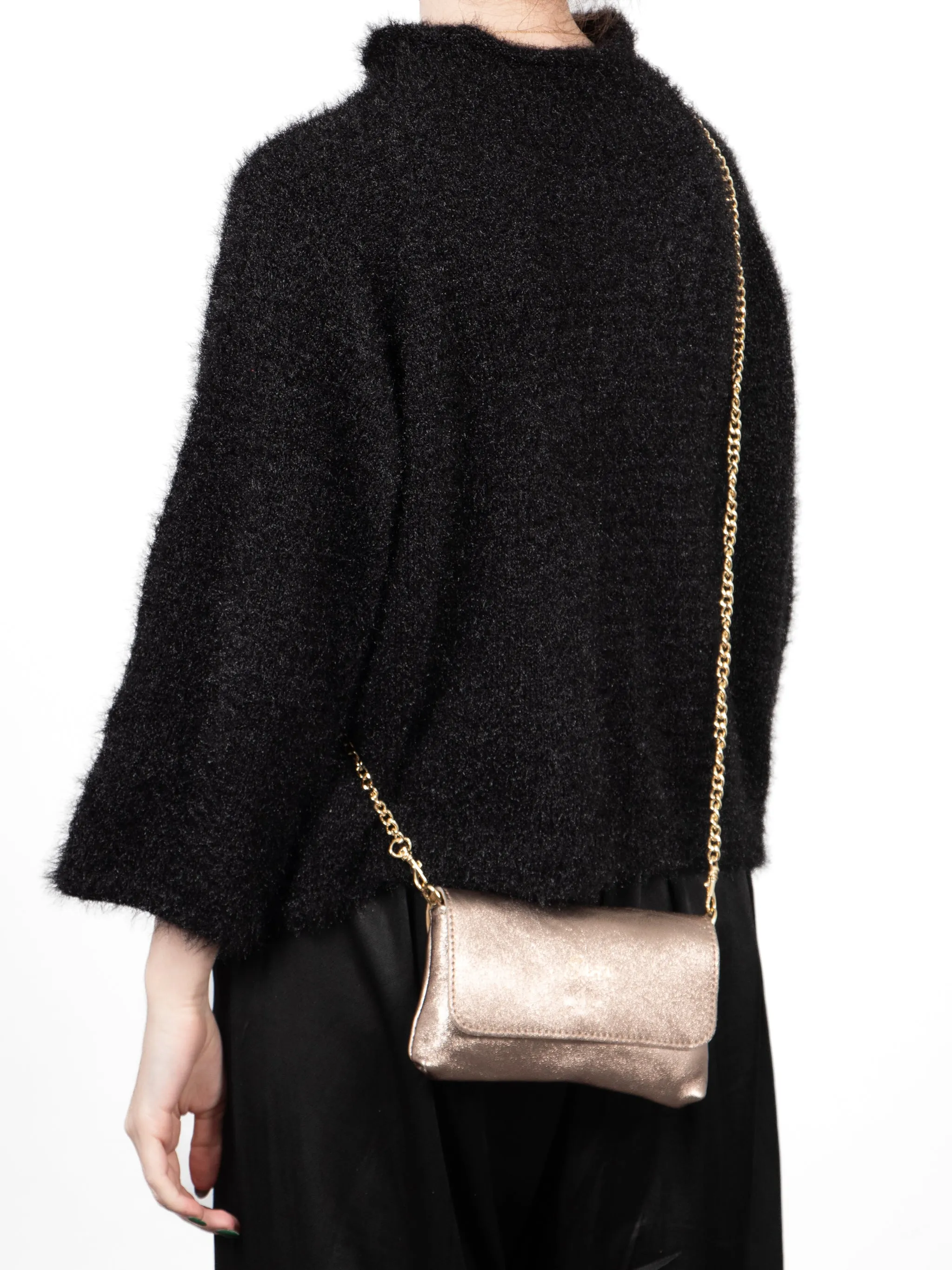 Olga - Italian Leather Mini Crossbody Bag - Champagne, Metallic