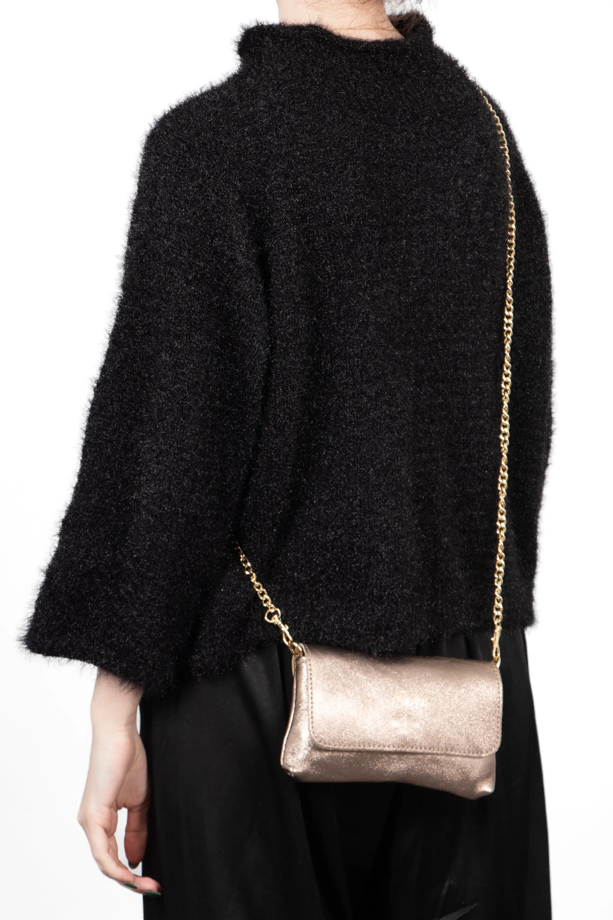 Olga - Italian Leather Mini Crossbody Bag - Champagne, Metallic