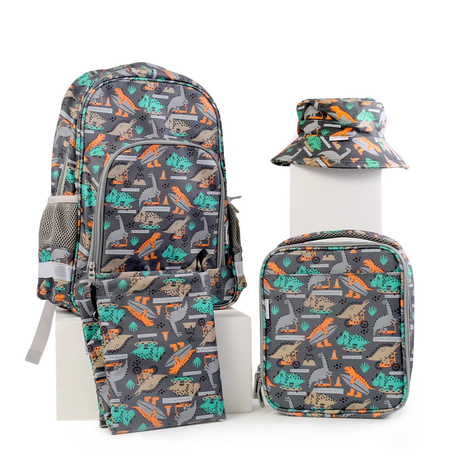 OUT & ABOUT DINO SKATE DRAWSTRING BAG