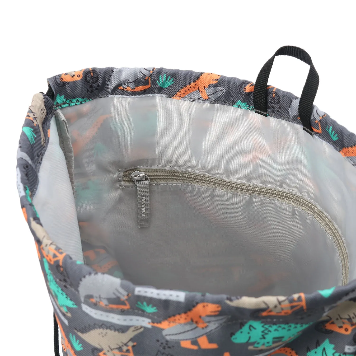 OUT & ABOUT DINO SKATE DRAWSTRING BAG