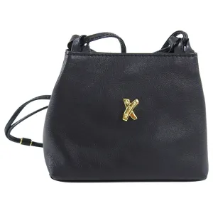 Paloma Picasso Vintage 1990's Small Black Leather Crossbody Bag