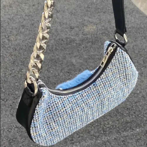 Patchwork Bag With Zip And Chains
