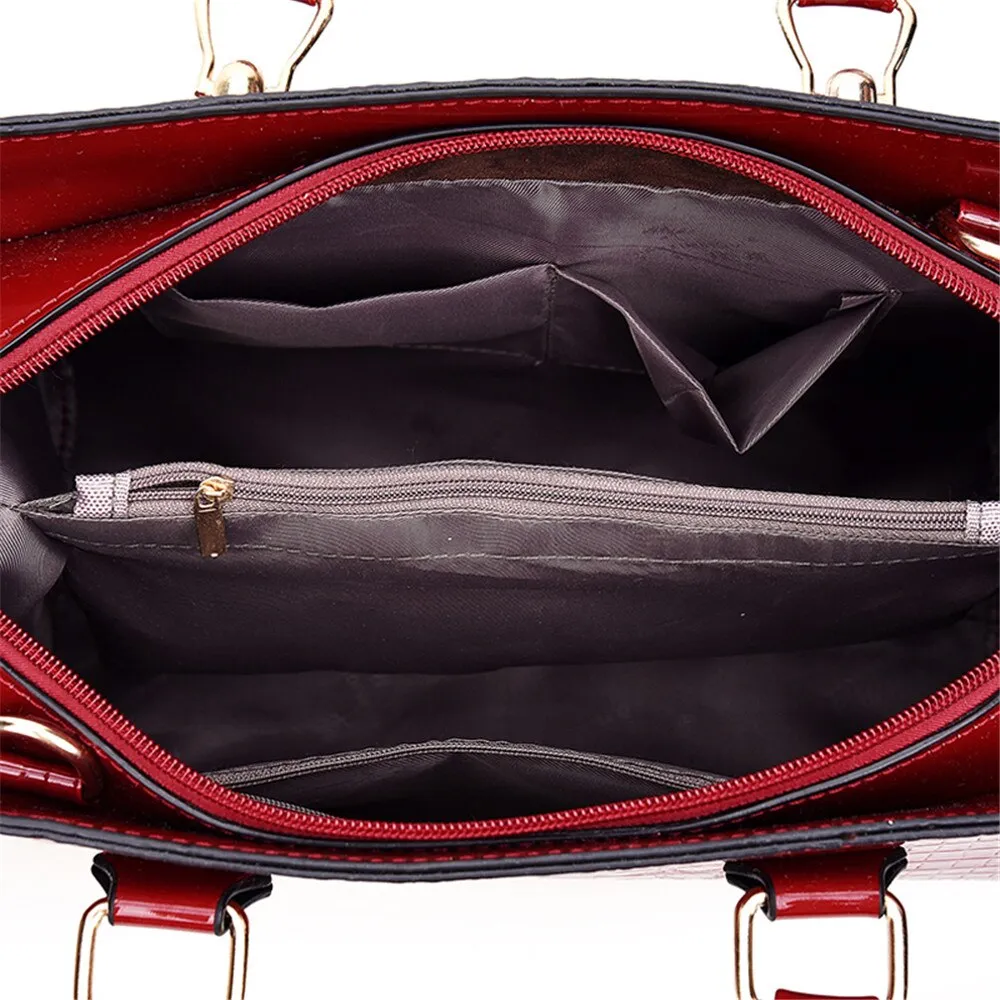Patent leather Crocodile Print Hand Bag