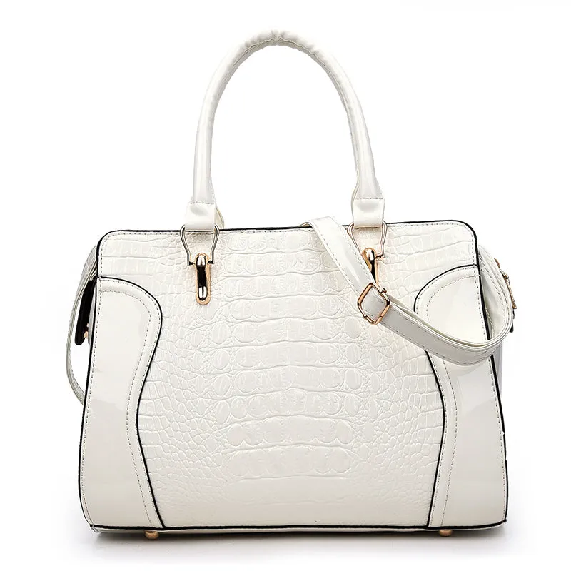 Patent leather Crocodile Print Hand Bag