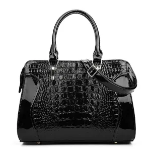 Patent leather Crocodile Print Hand Bag