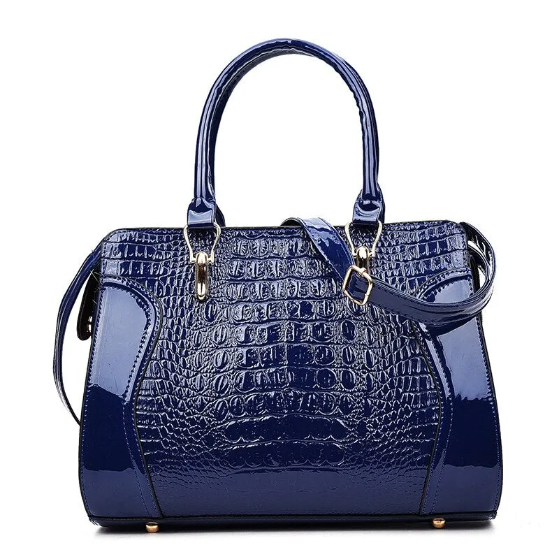 Patent leather Crocodile Print Hand Bag