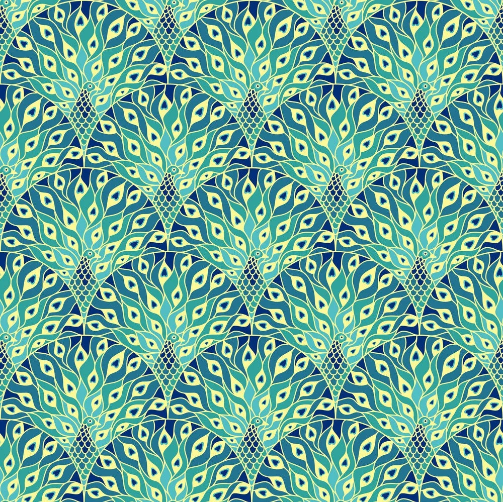 Peacocks w/ Green Color Pattern