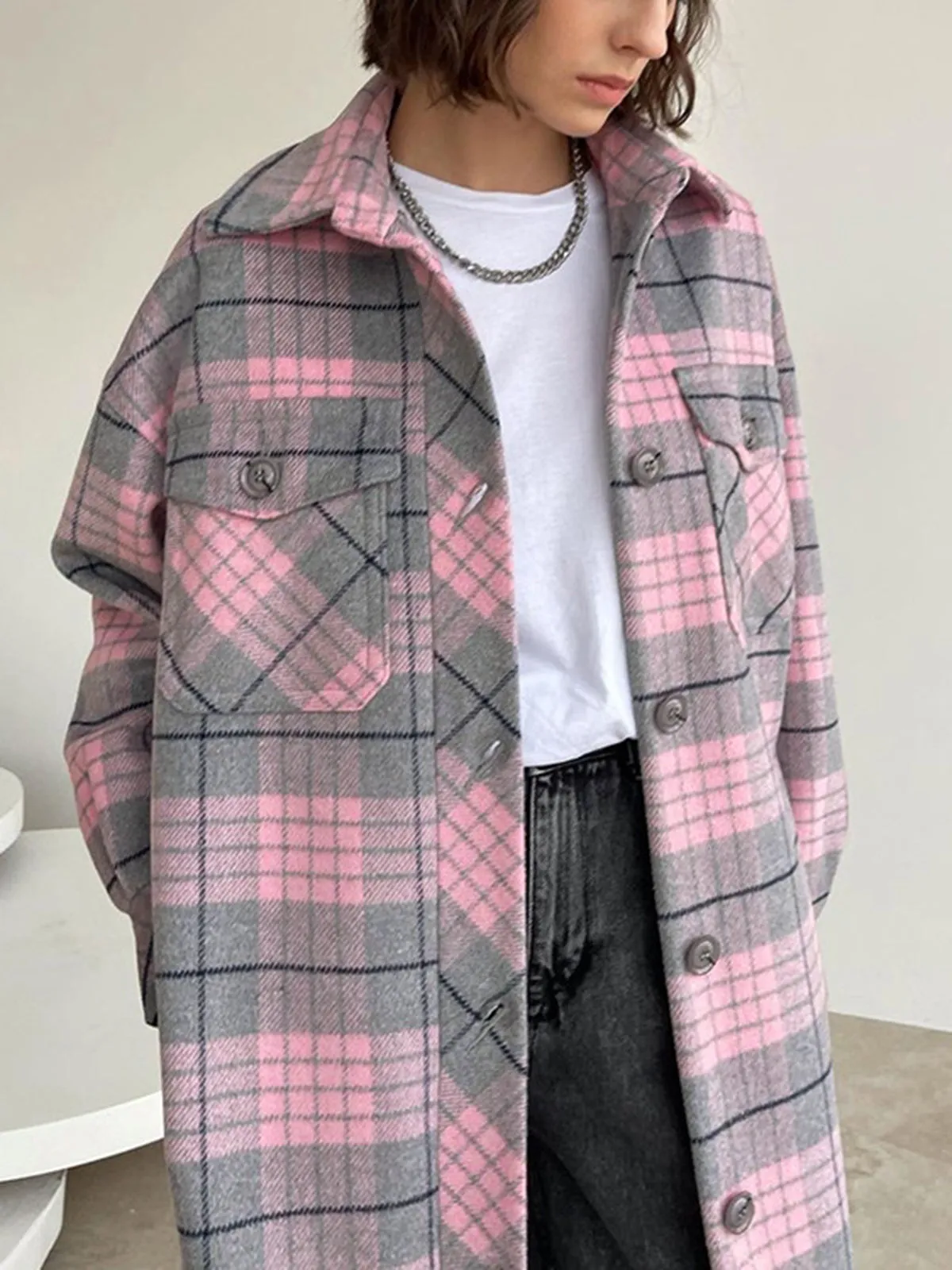 Perfect Symphony Graceful Plaid Long Jacket