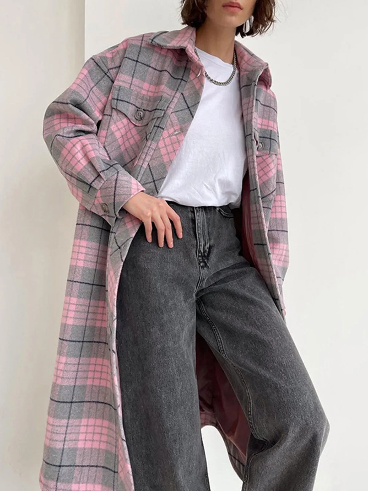 Perfect Symphony Graceful Plaid Long Jacket