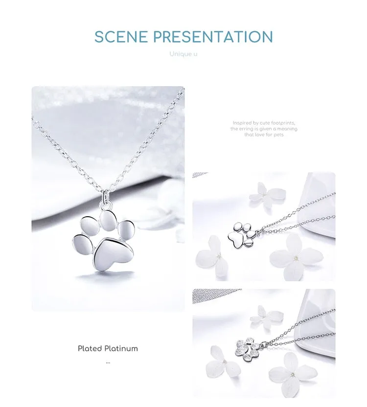 Pet's Paw Pendant with Necklace (Silver | Rose Gold)