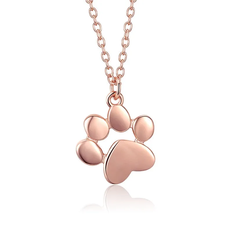 Pet's Paw Pendant with Necklace (Silver | Rose Gold)