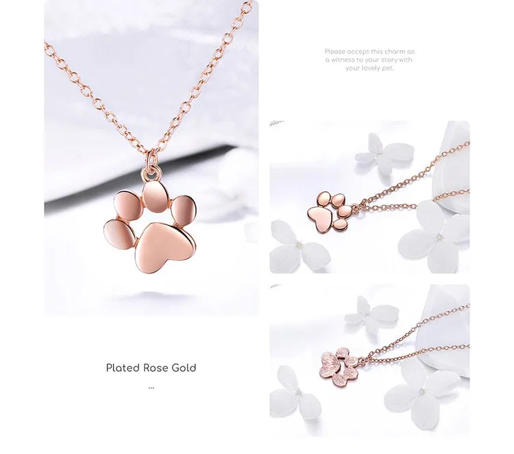 Pet's Paw Pendant with Necklace (Silver | Rose Gold)