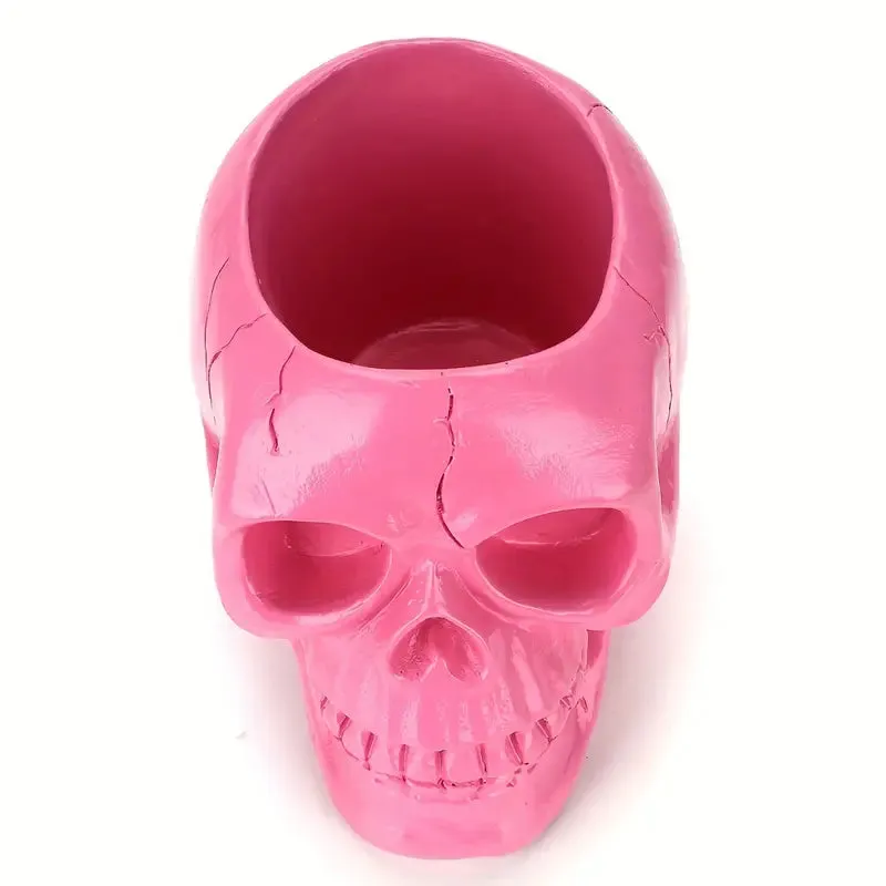 Pink Gothic Skull Pencil makeup holder