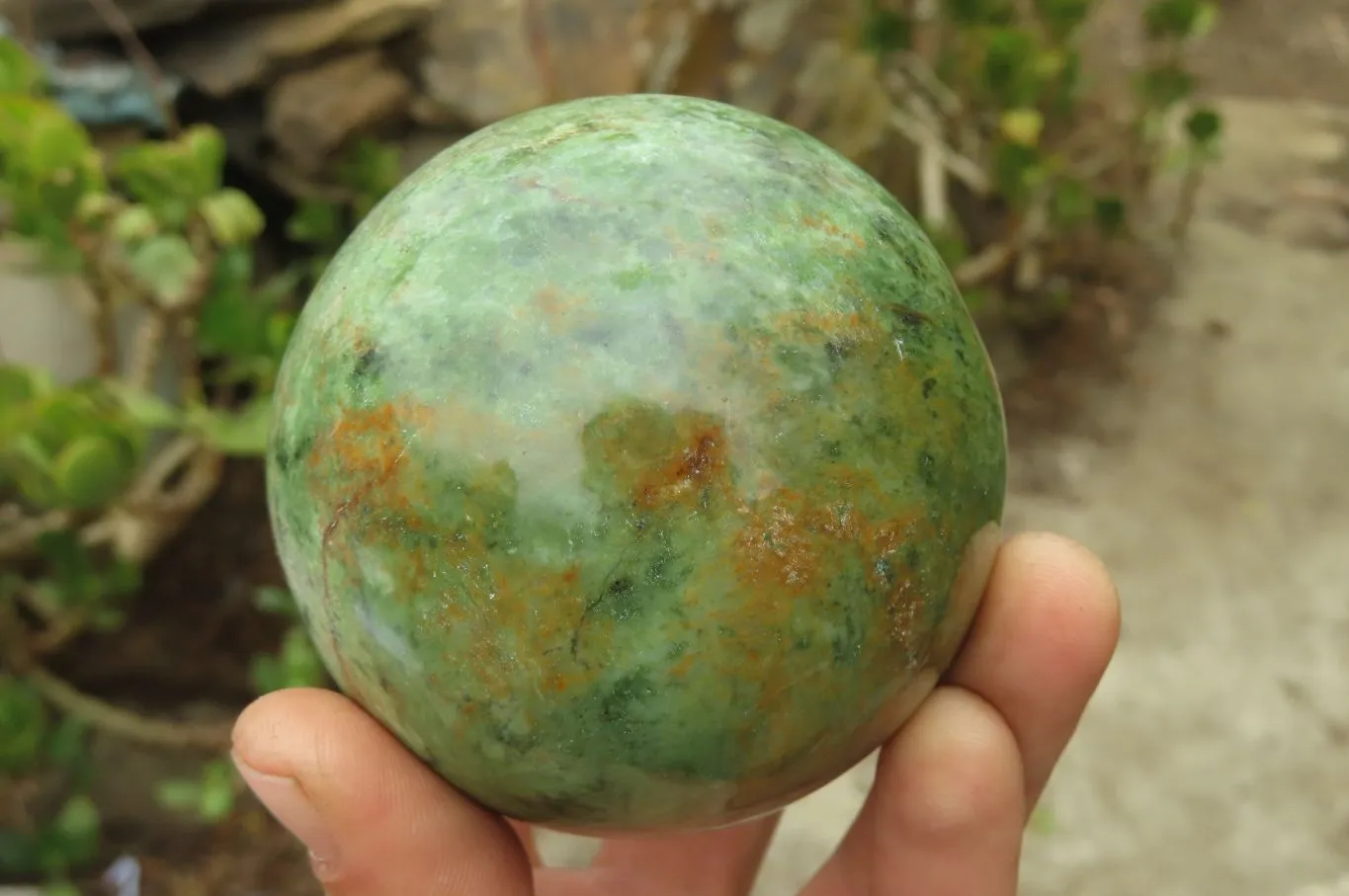 Polished Green Chrysoprase Sphere-Balls x 4 From Madagascar