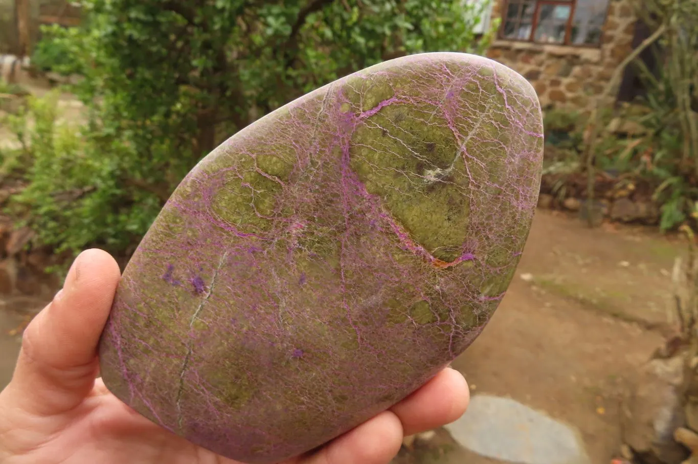 Polished Stichtite & Serpentine Standing Free Forms x 3 From Barberton, South Africa