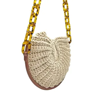 POOLSIDE Crochet Conch Shoulder Bag - Beige New w/Tags