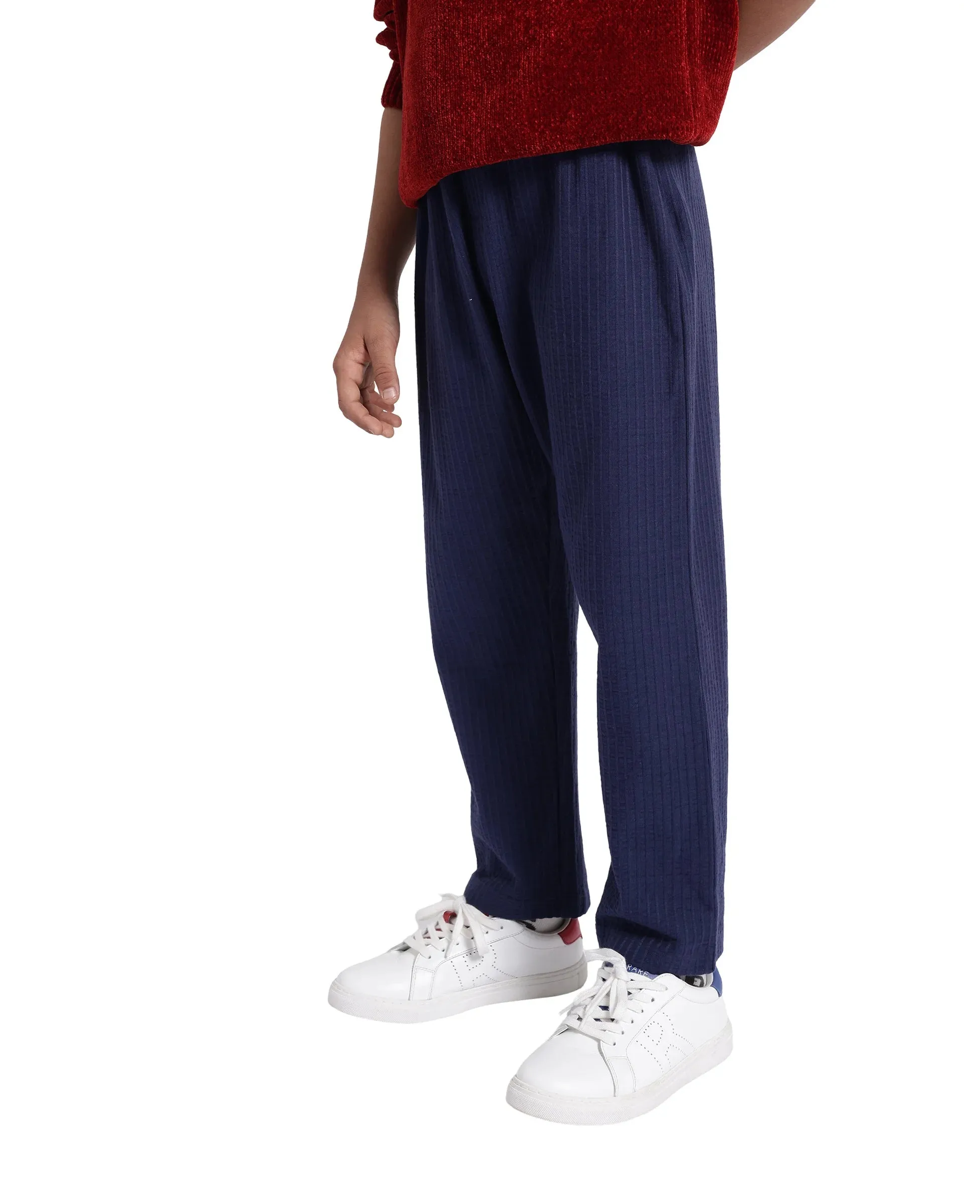 Rare Ones Kids Lomot Navy Cotton Solid Trackpant