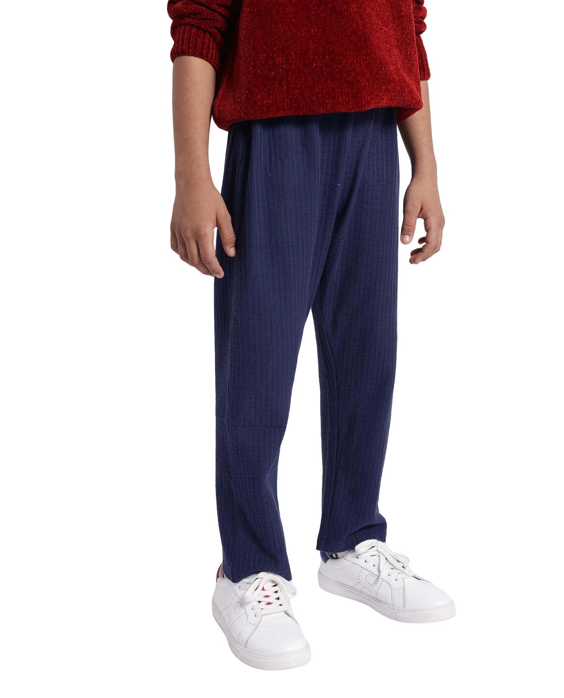 Rare Ones Kids Lomot Navy Cotton Solid Trackpant
