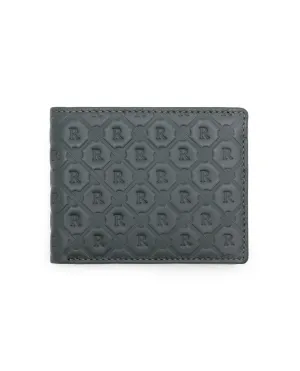 Rare Rabbit Men's Rhon Olive Slim Bi Fold RFID Embossed Monogram Wallet
