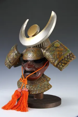 Rare Type Japanese Samurai Helmet -Sengoku Kabuto with a Mask-