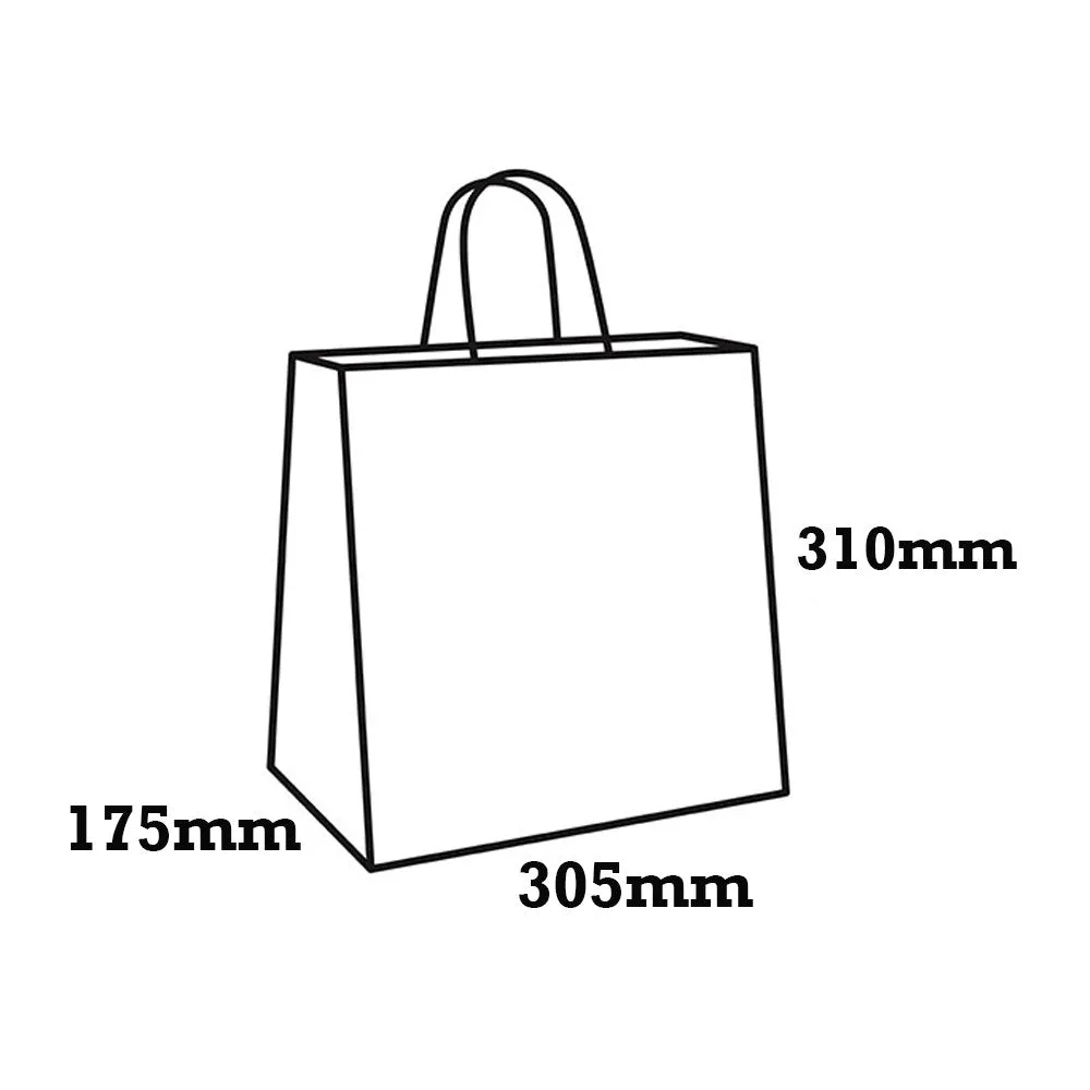 Retail Takeaway White Twisted Black Handle Paper Bag - Medium (UberEats Styled)
