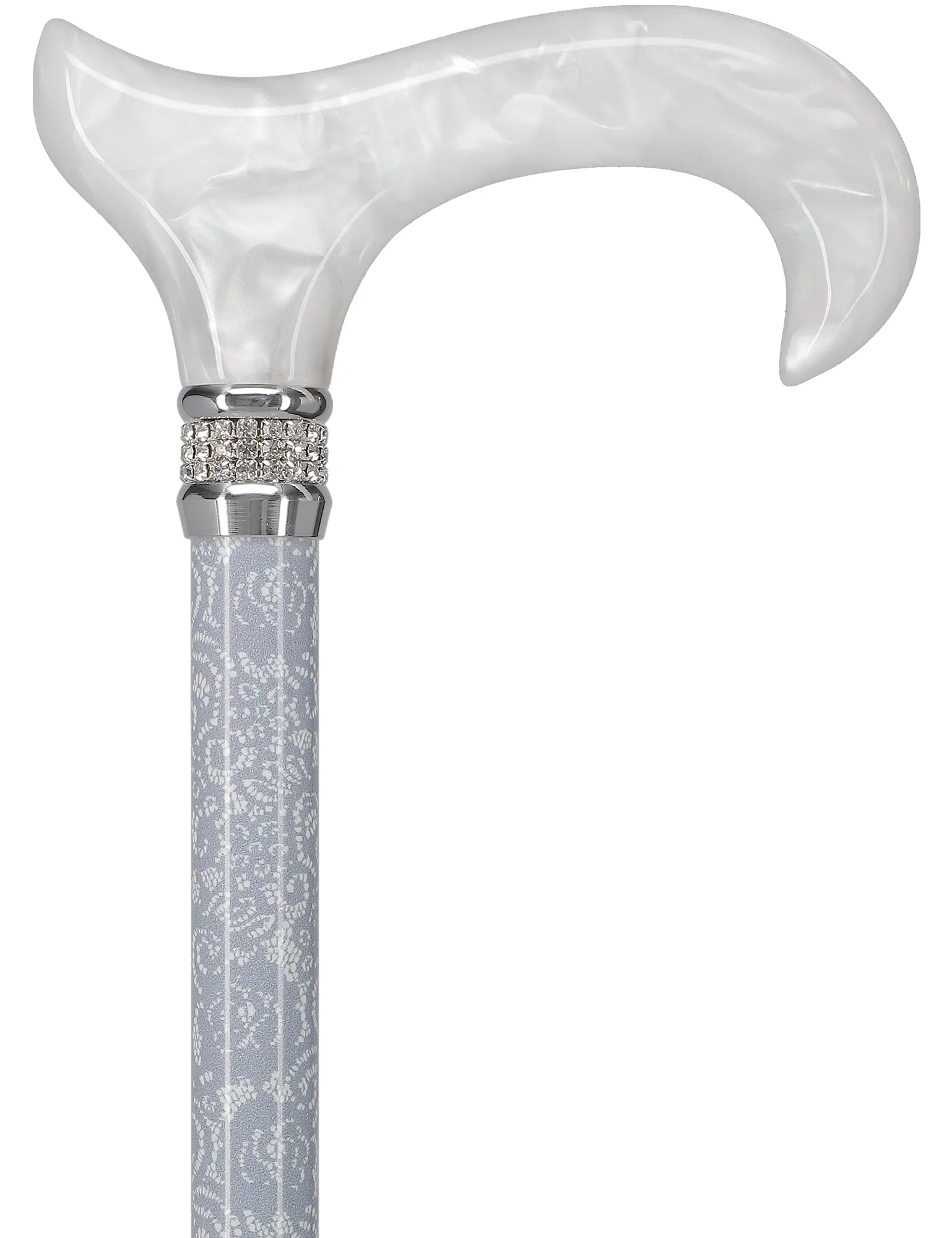 Rhinestone Designer Cane: Exquisite Pearlz Graceful Lace