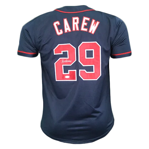 Rod Carew Autographed Minnesota Throwback Navy Baseball Jersey (JSA)