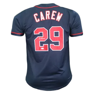 Rod Carew Autographed Minnesota Throwback Navy Baseball Jersey (JSA)