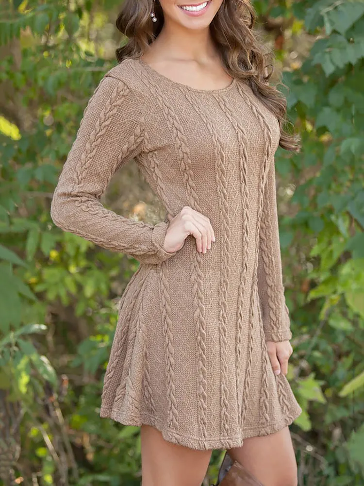 Round Neck Graceful Cut-Out Sweater