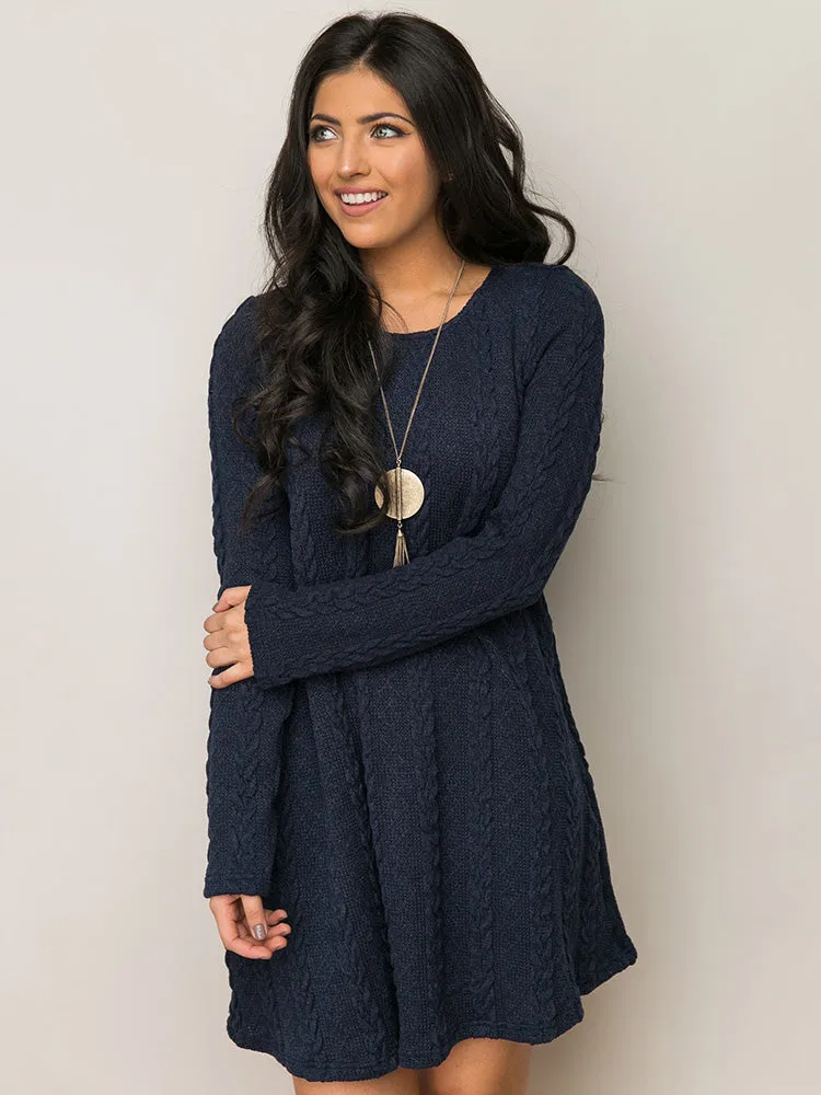 Round Neck Graceful Cut-Out Sweater