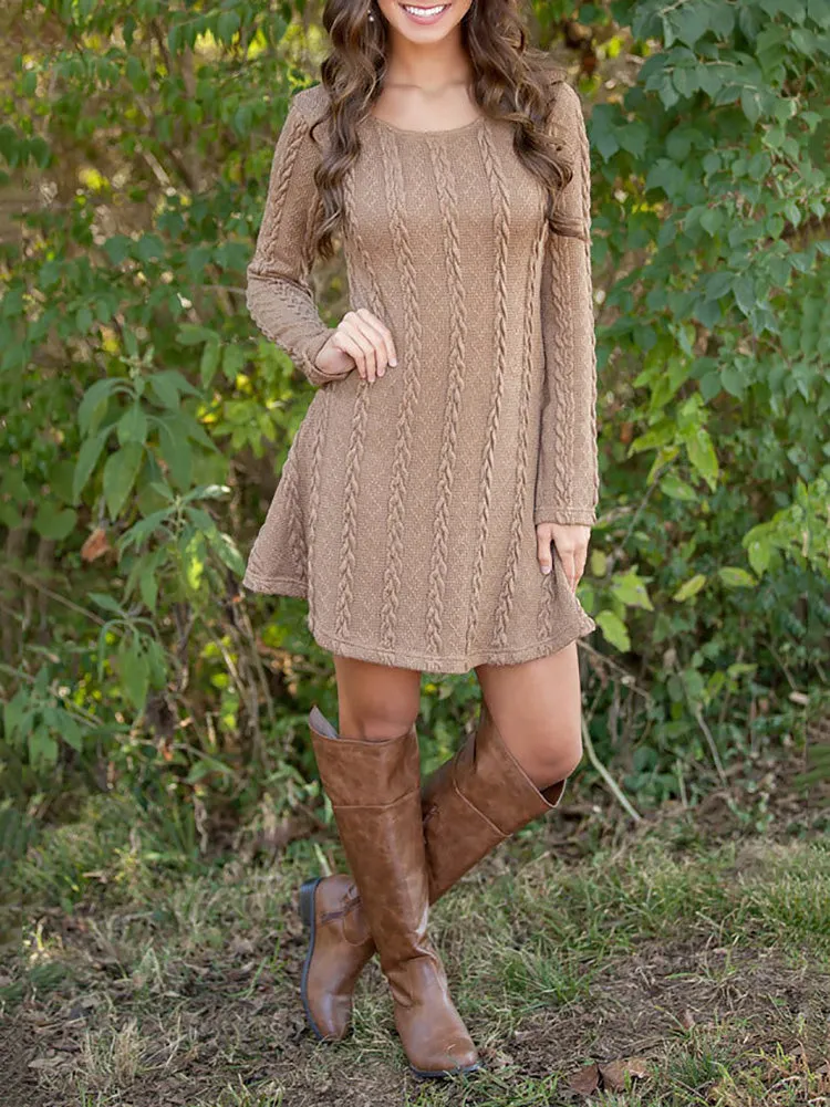 Round Neck Graceful Cut-Out Sweater