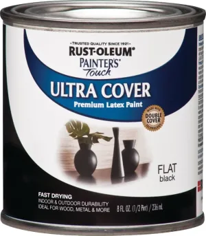 Rust-Oleum 1976730 Enamel Paint, Water, Flat, Black, 0.5 pt, Can, 120 sq-ft Coverage Area :1/2PT: QUANTITY: 1