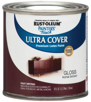 Rust-Oleum 1977730 Enamel Paint, Water, Gloss, Kona Brown, 0.5 pt, Can, 120 sq-ft Coverage Area :1/2PT: QUANTITY: 1