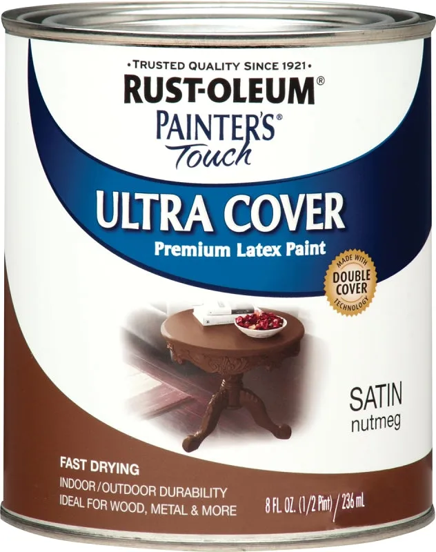 Rust-Oleum 240290 Enamel Paint, Water, Satin, Nutmeg, 0.5 pt, Can, 120 sq-ft Coverage Area :1/2PT: QUANTITY: 1