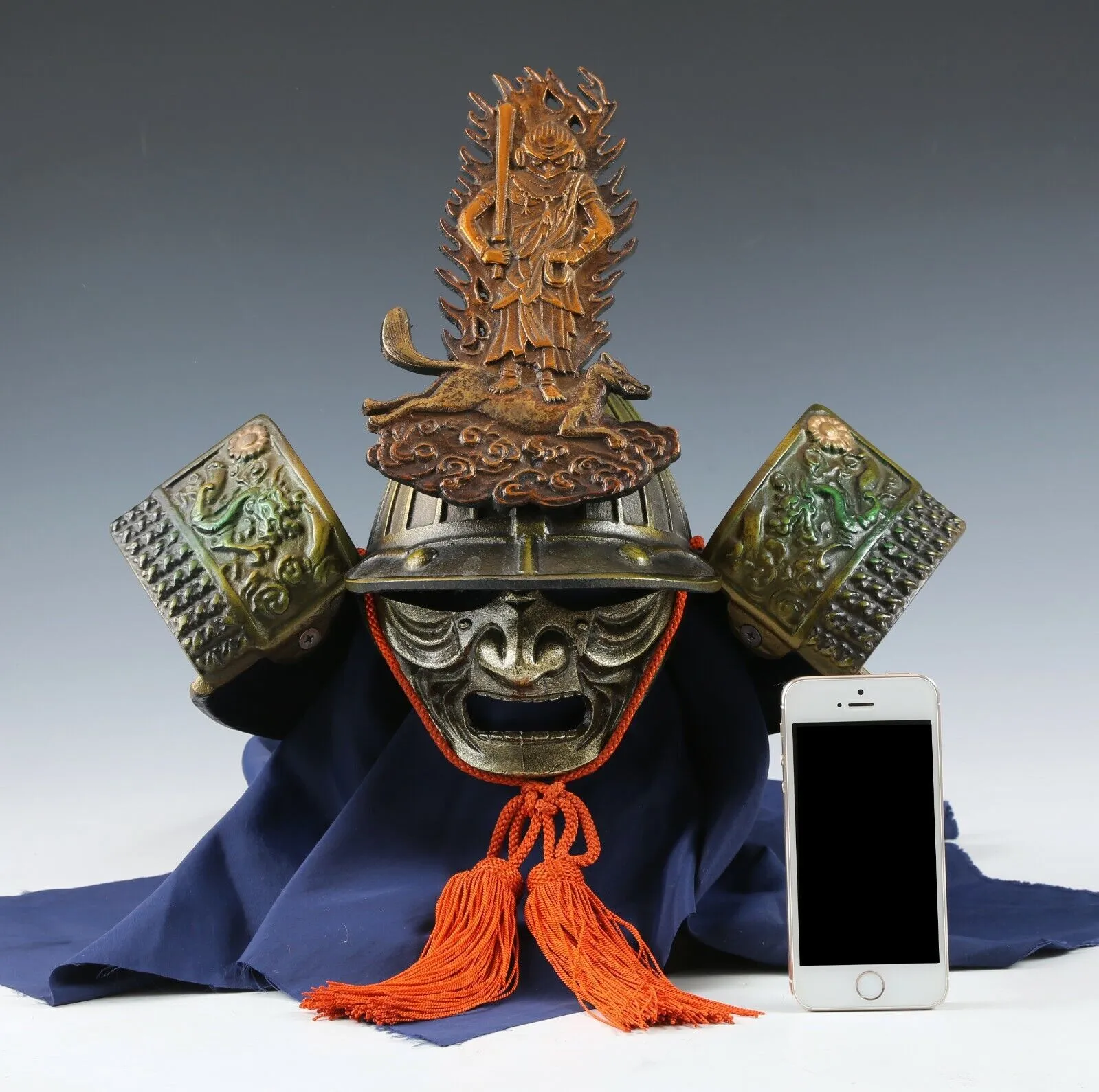 Samurai Beautiful Vintage Helmet -Izuna Gongen Kabuto with a Mask- Super Rare