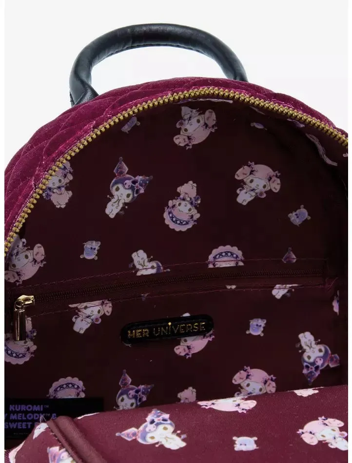 Sanrio Mini Backpack Kuromi, My Melody and My Sweet Piano Velvet Her Universe