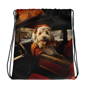 Santa Dog Drawstring bag