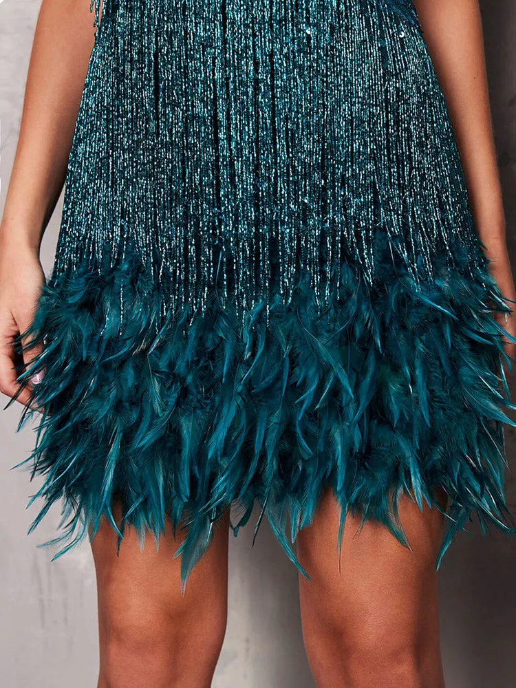 Sequin Tassel Graceful Pearl Denim Shorts
