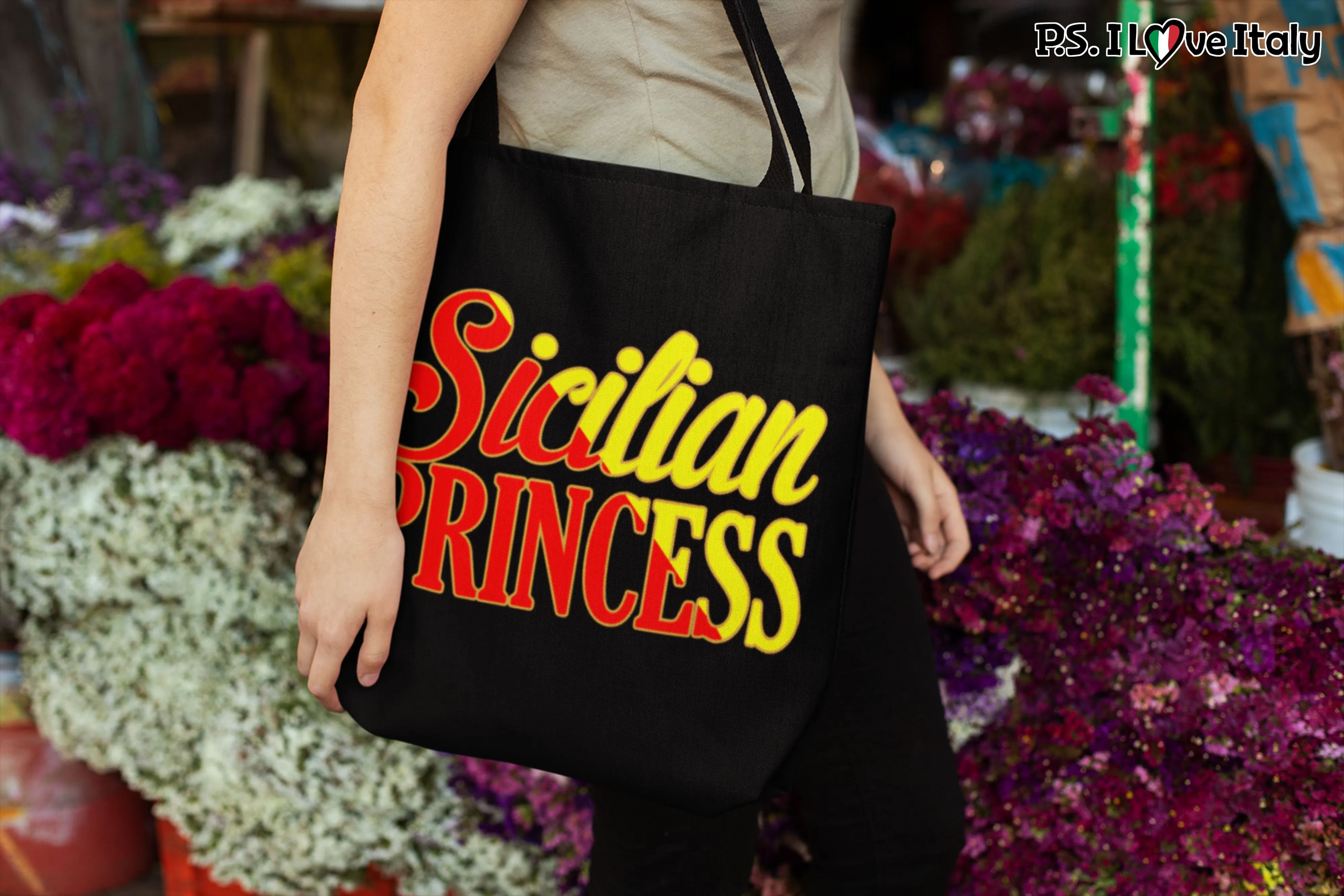 Sicilian Princess Tote Bag - Black