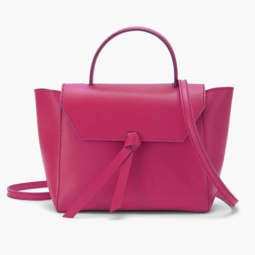 Siena Mini Leather Satchel Crossbody Bag - Pink