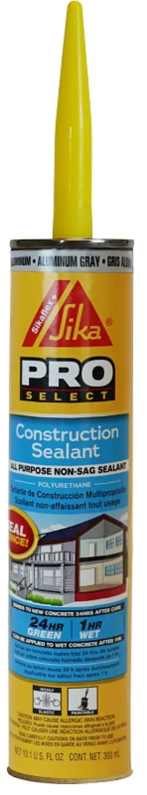 SIKA SIKAFLEX PRO SELECT Series 654546 Construction Sealant, Aluminum Gray, 10.1 oz, Cartridge :EA: QUANTITY: 12