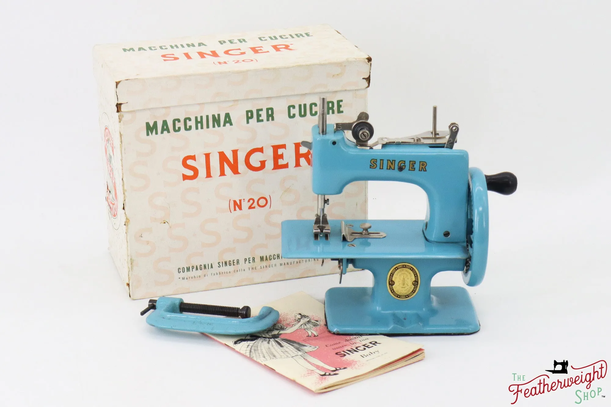 Singer Sewhandy Model 20 - Light Azure - RARE, Complete Italian Set