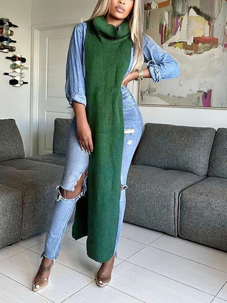 Slit Tassel Graceful Flare Denim Jeans
