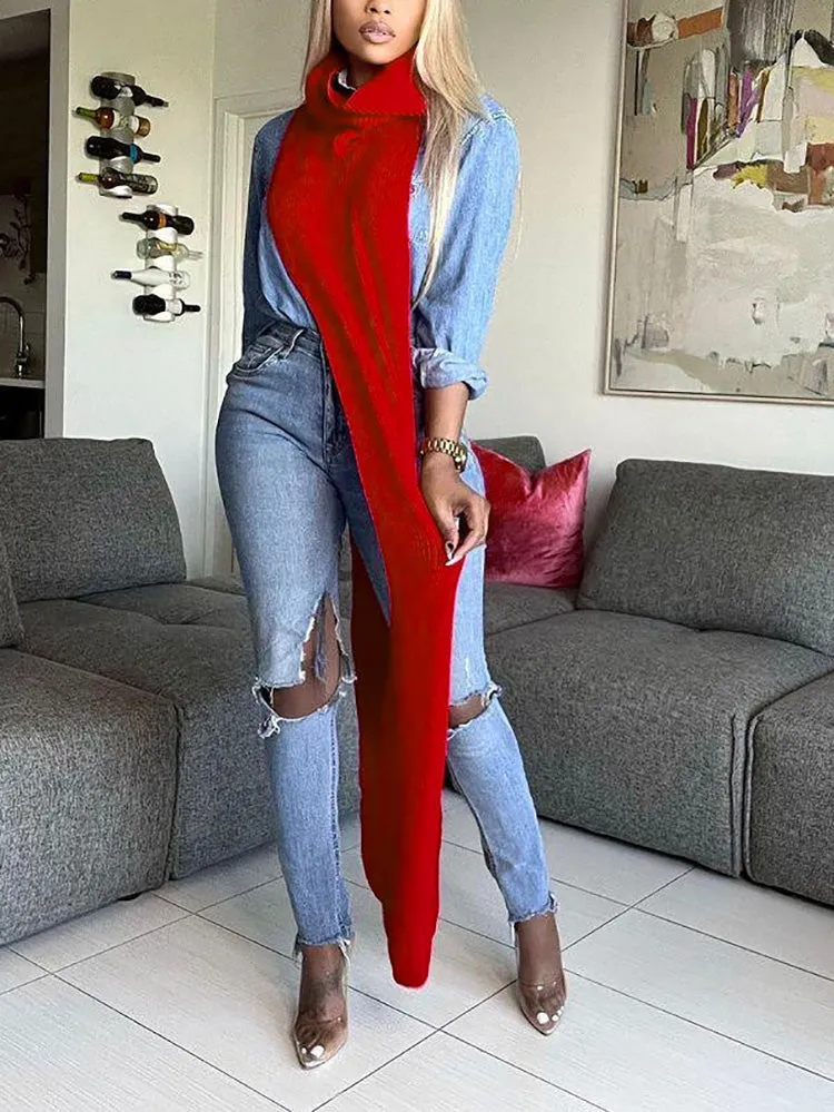 Slit Tassel Graceful Flare Denim Jeans